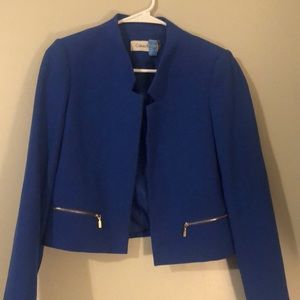 Calvin Klein 12 Gray Black Modern Suiting Separates Blazer jacket zip front